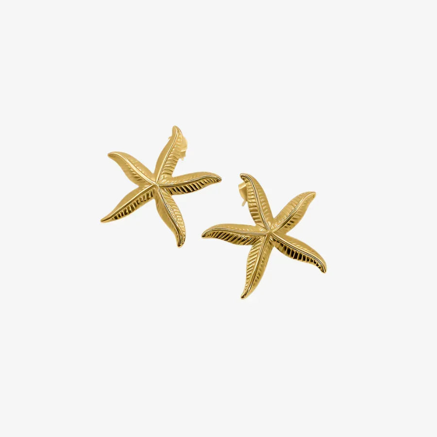 Orecchini a perno a forma di stella marina dorata
