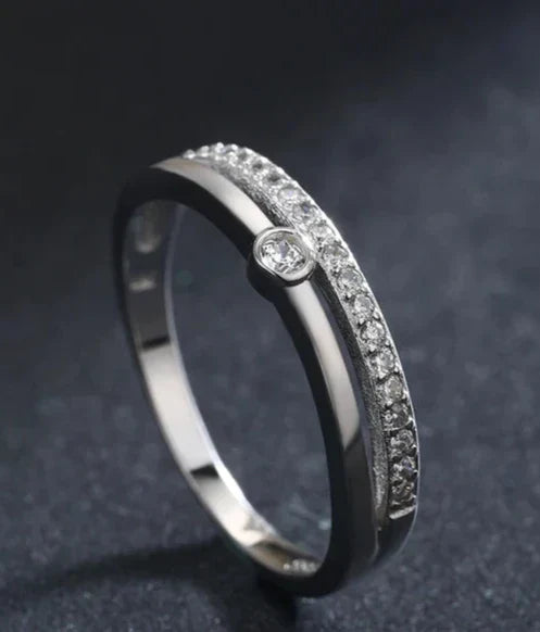 Anello pavé a due file Diana
