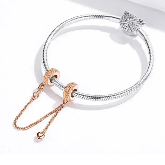 Chaîne de Sécurité Cœur Maillons en Or Rose