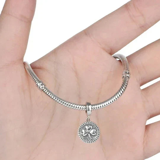 Ciondolo Pendente Tondo Trifoglio Argento