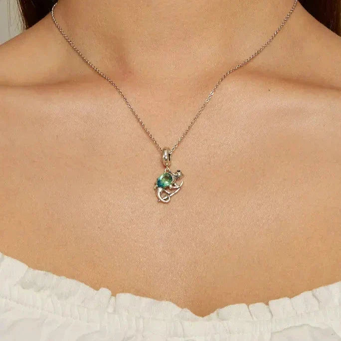 Breloque pendante Caméléon émeraude